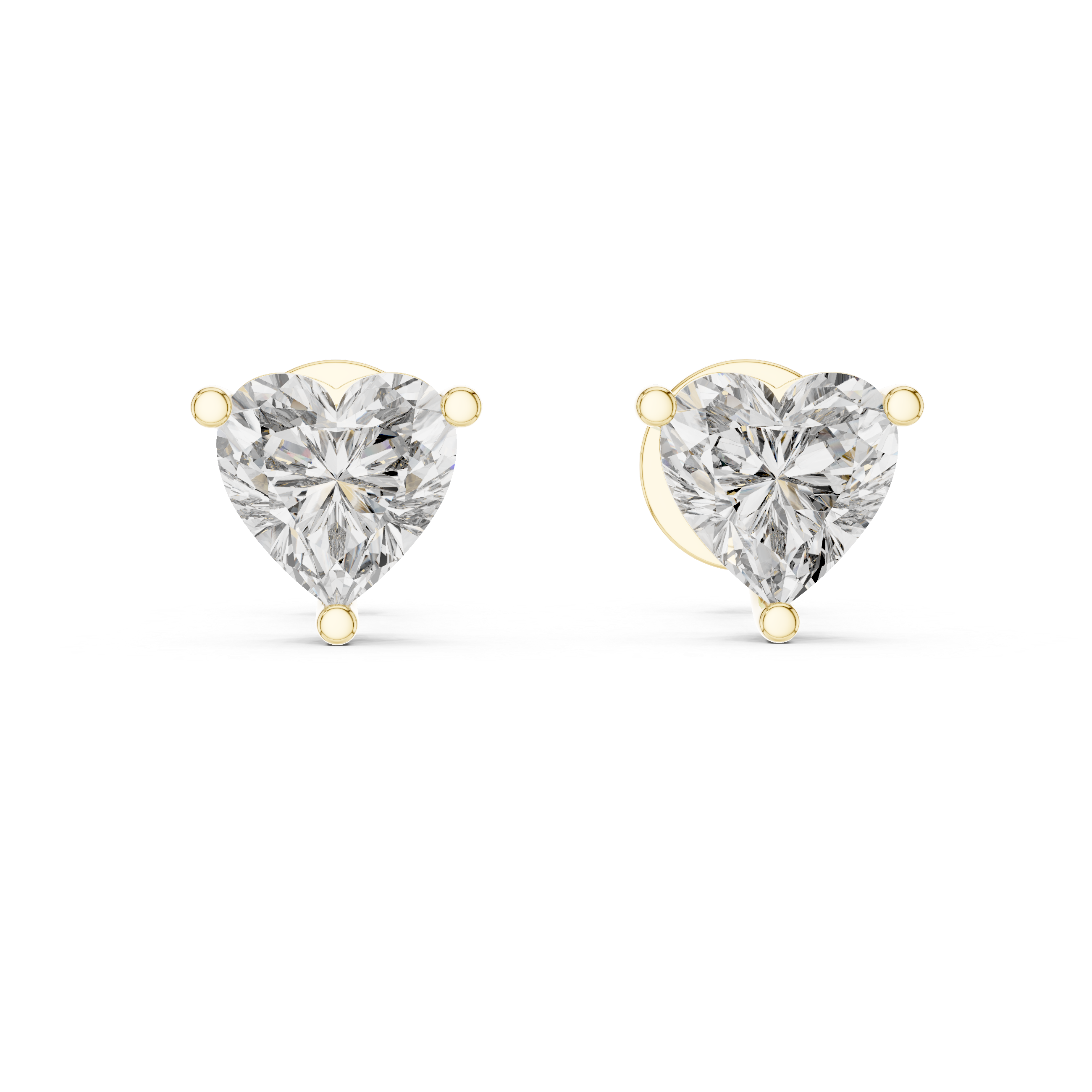 925 Silver Solitaire Heart Moissanite Stud Earrings 14k Gold Plated