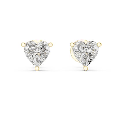 925 Silver Solitaire Heart Moissanite Stud Earrings 14k Gold Plated