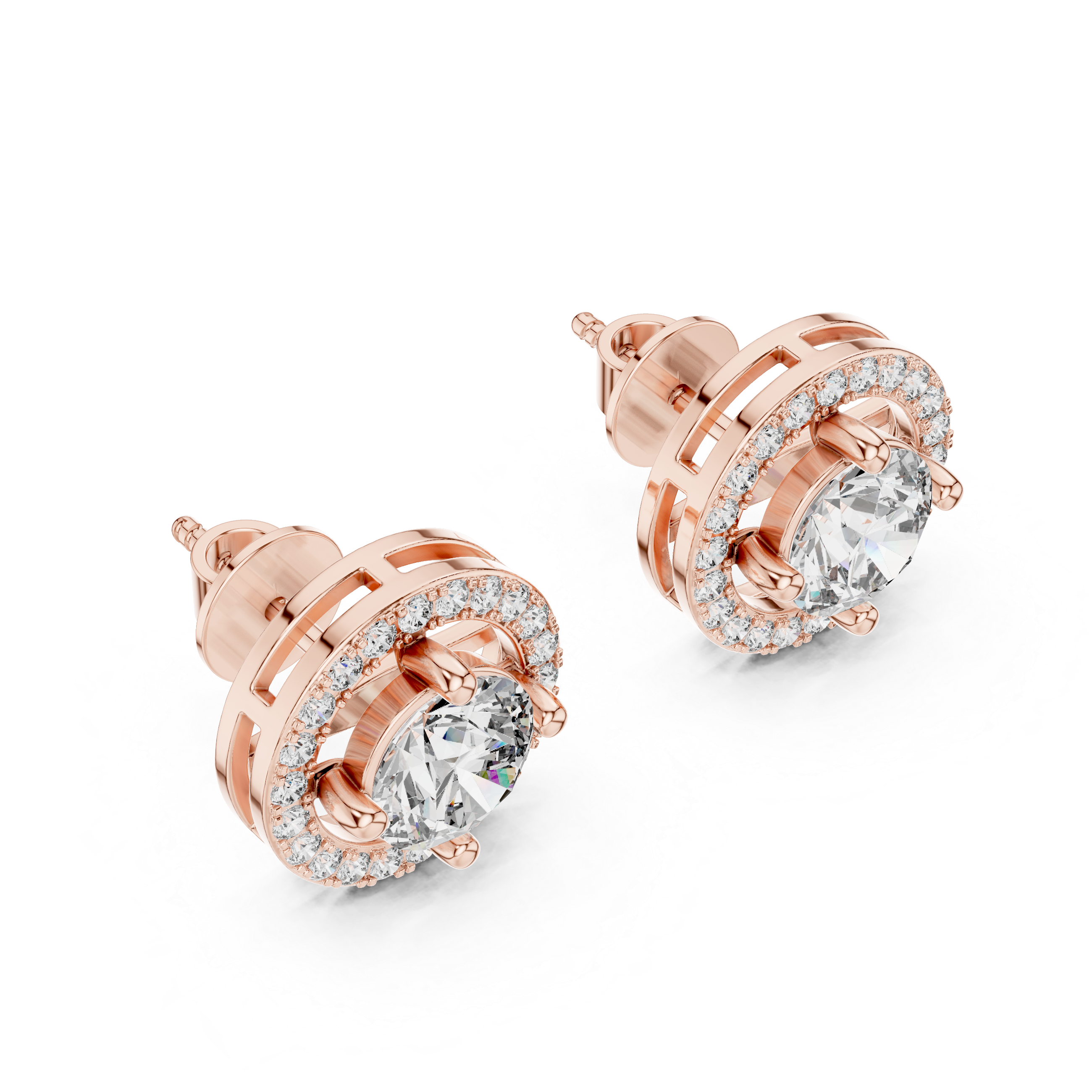 925 Silver 2.52 CT Moissanite Floating Halo Stud Earrings 14k Gold Plated