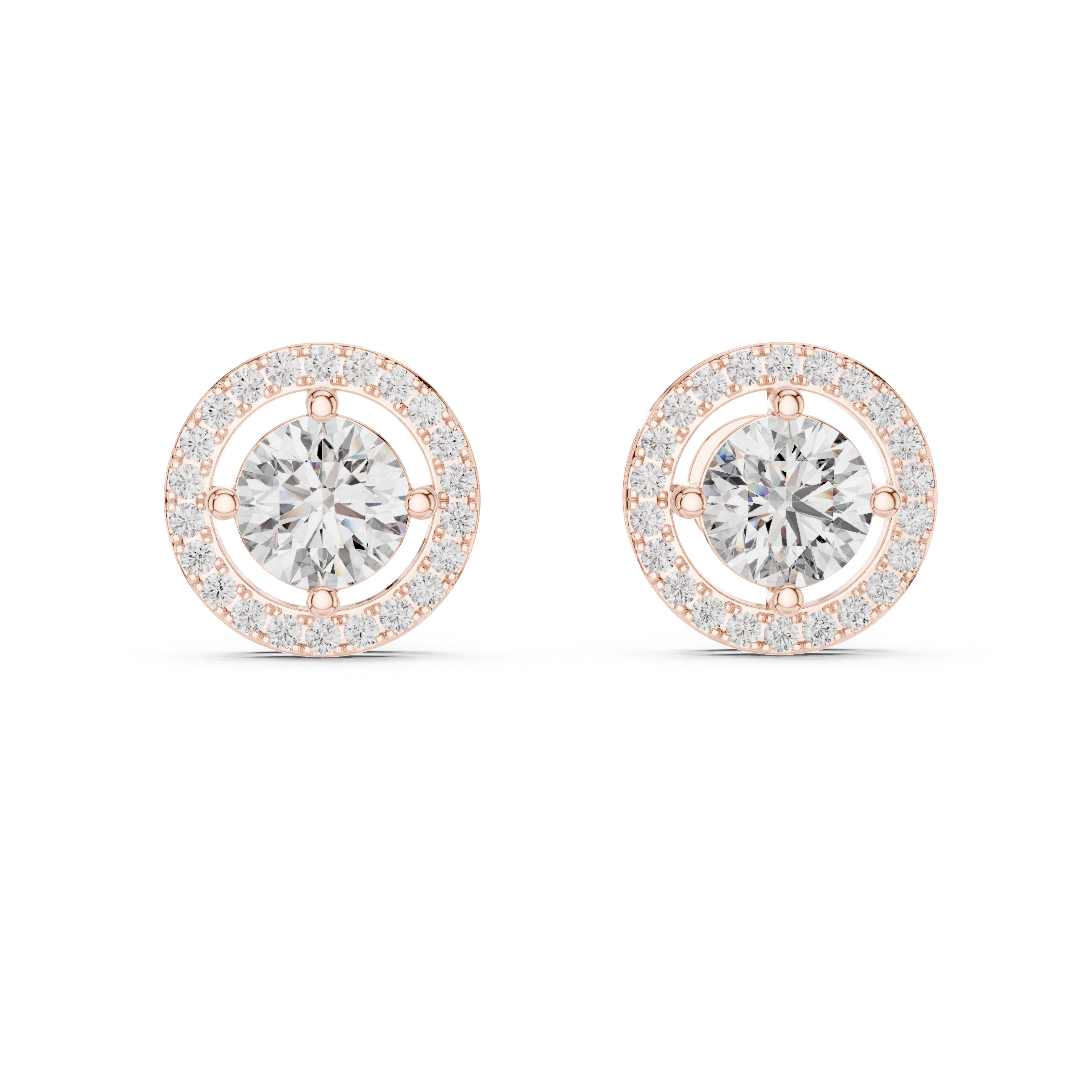 925 Silver 2.52 CT Moissanite Floating Halo Stud Earrings 14k Gold Plated