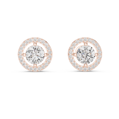 925 Silver 2.52 CT Moissanite Floating Halo Stud Earrings 14k Gold Plated