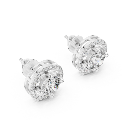 925 Silver 2.52 CT Moissanite Floating Halo Stud Earrings 14k Gold Plated