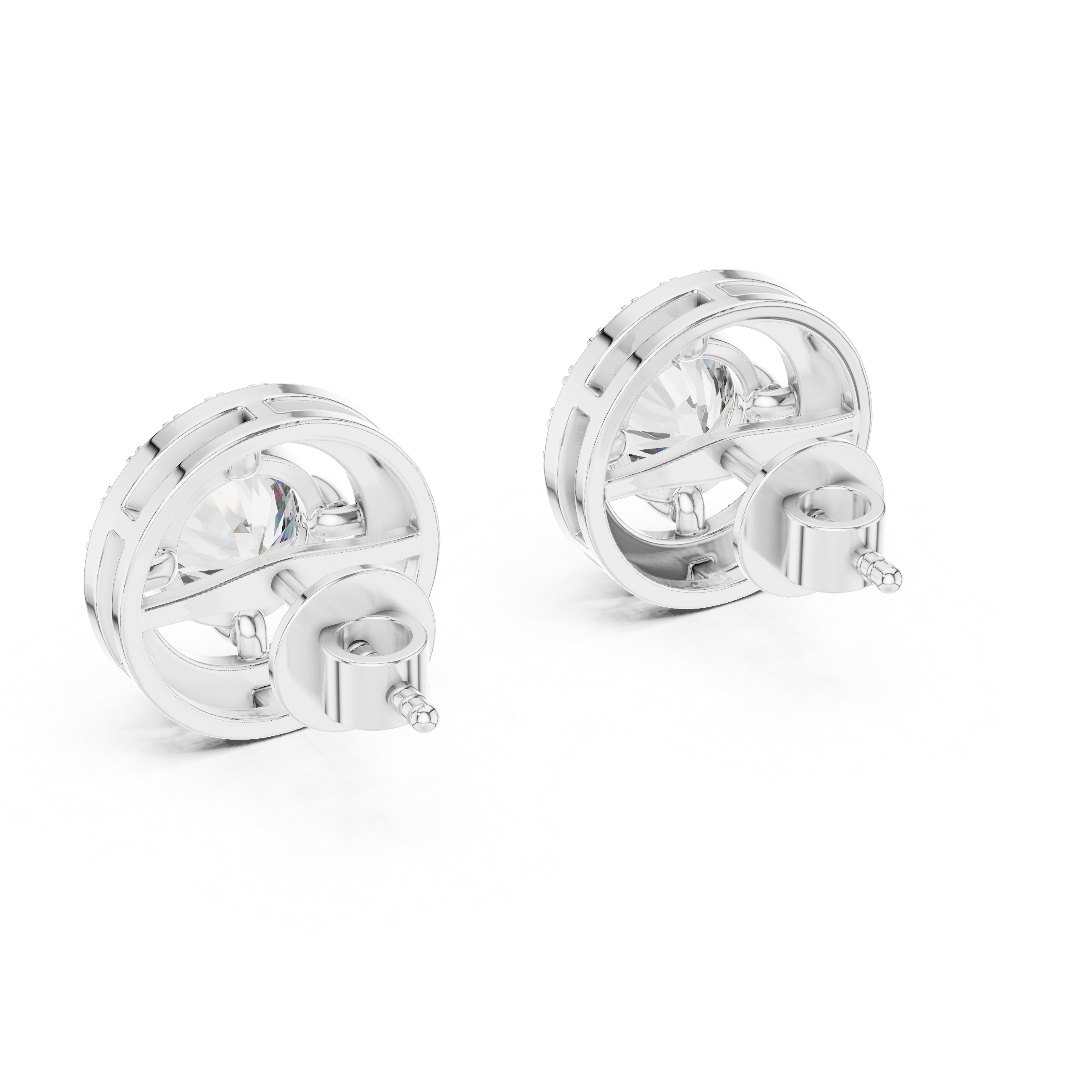 925 Silver 2.52 CT Moissanite Floating Halo Stud Earrings 14k Gold Plated
