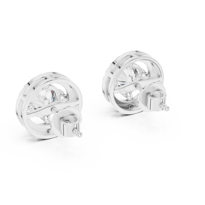 925 Silver 2.52 CT Moissanite Floating Halo Stud Earrings 14k Gold Plated