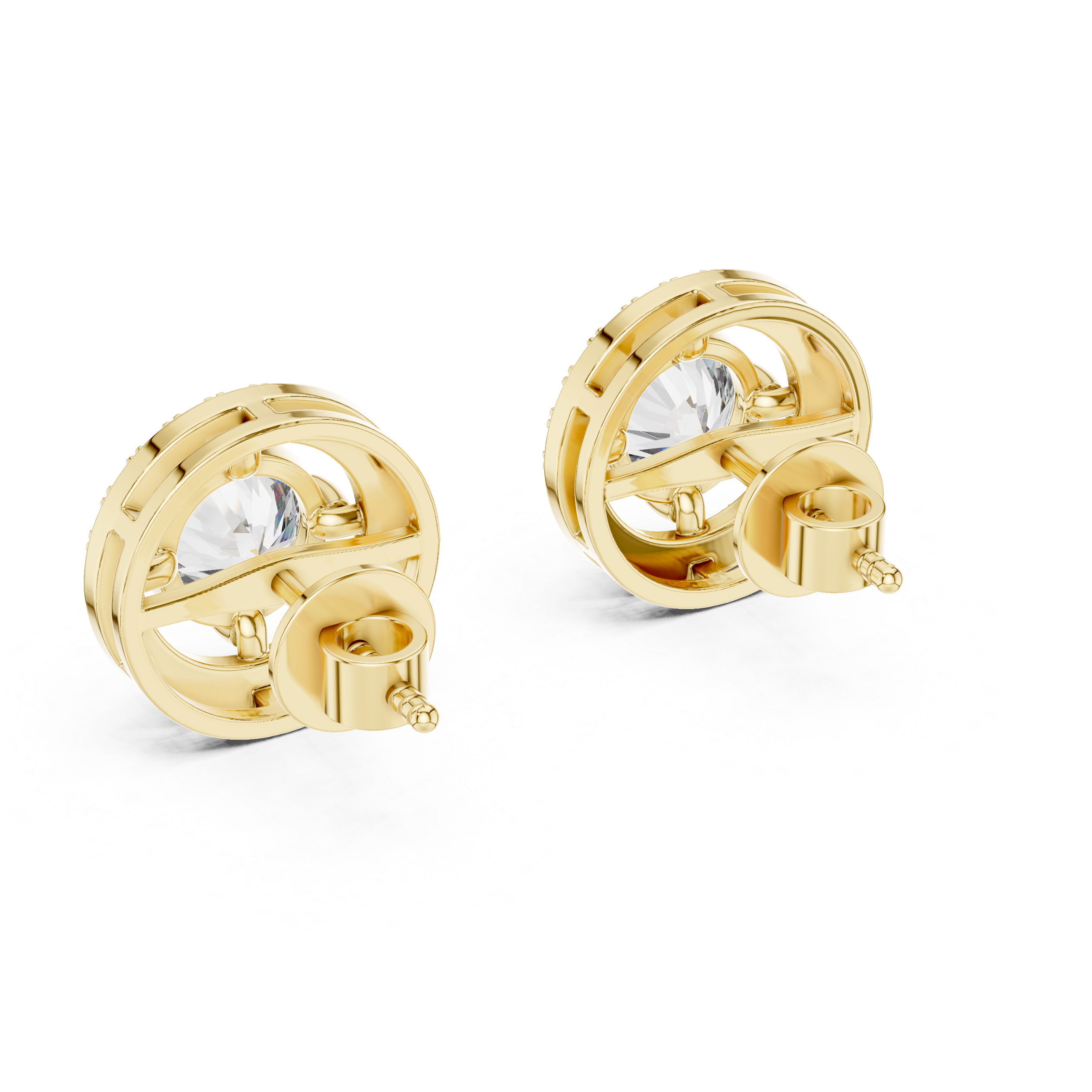 925 Silver 2.52 CT Moissanite Floating Halo Stud Earrings 14k Gold Plated