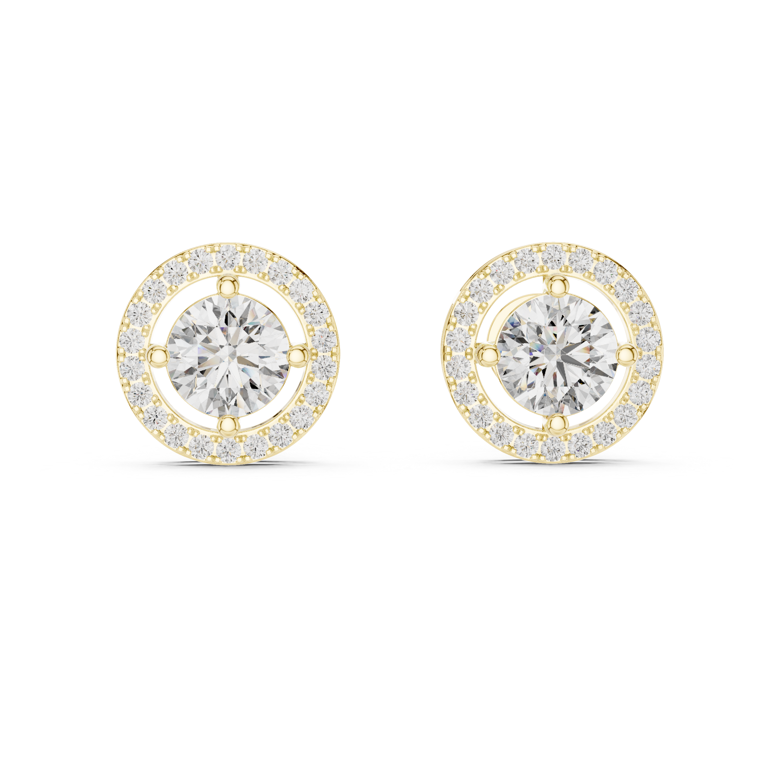 925 Silver 2.52 CT Moissanite Floating Halo Stud Earrings 14k Gold Plated