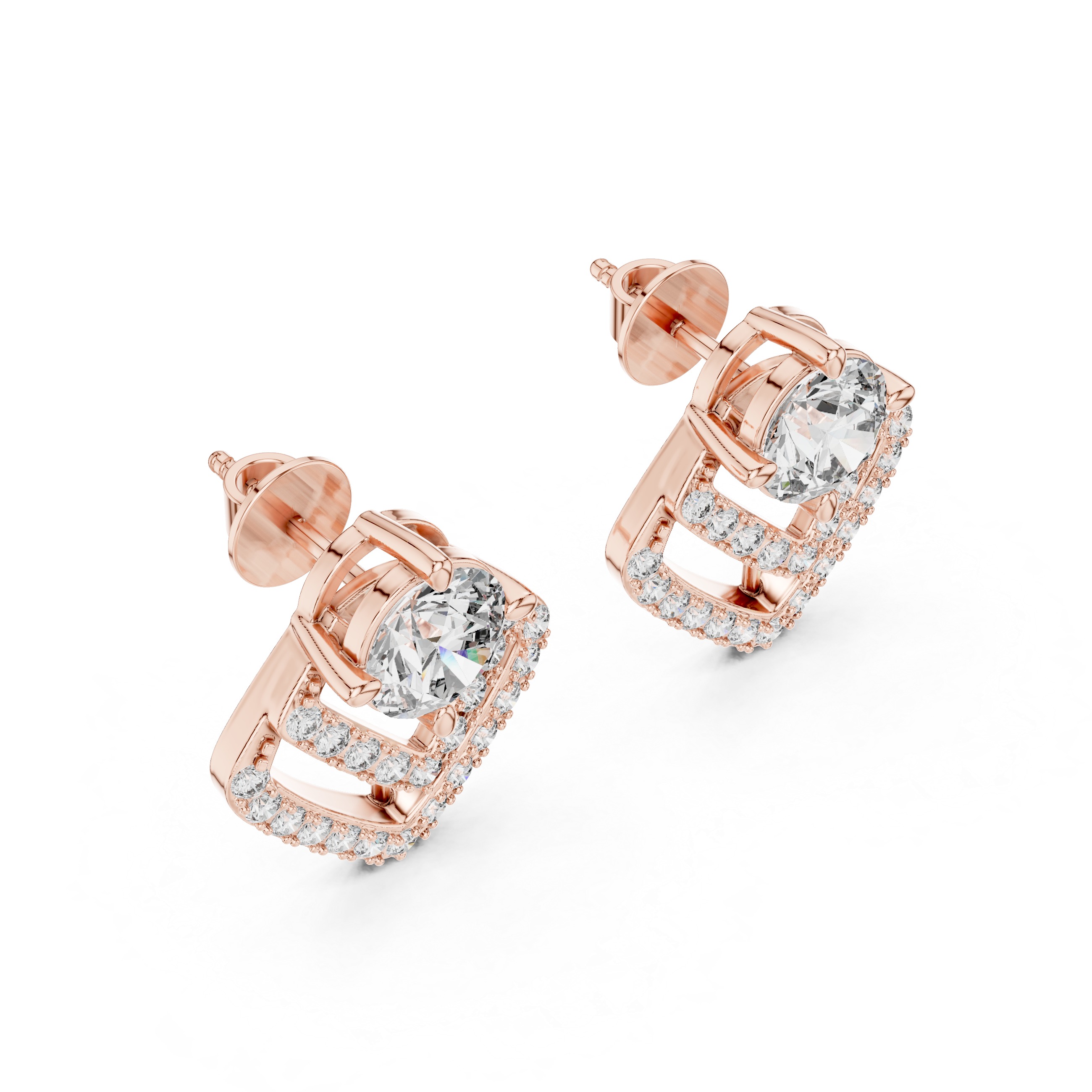 925 Silver 3.40CT Moissanite Geometric Chevron Drop Stud Earrings 14k Gold Plated