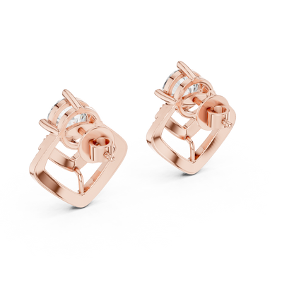925 Silver 3.40CT Moissanite Geometric Chevron Drop Stud Earrings 14k Gold Plated
