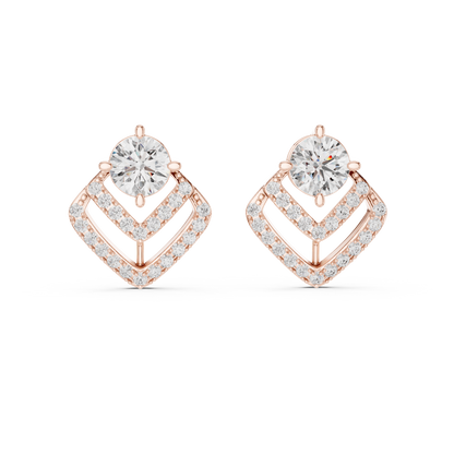 925 Silver 3.40CT Moissanite Geometric Chevron Drop Stud Earrings 14k Gold Plated