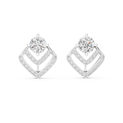 925 Silver 3.40CT Moissanite Geometric Chevron Drop Stud Earrings 14k Gold Plated