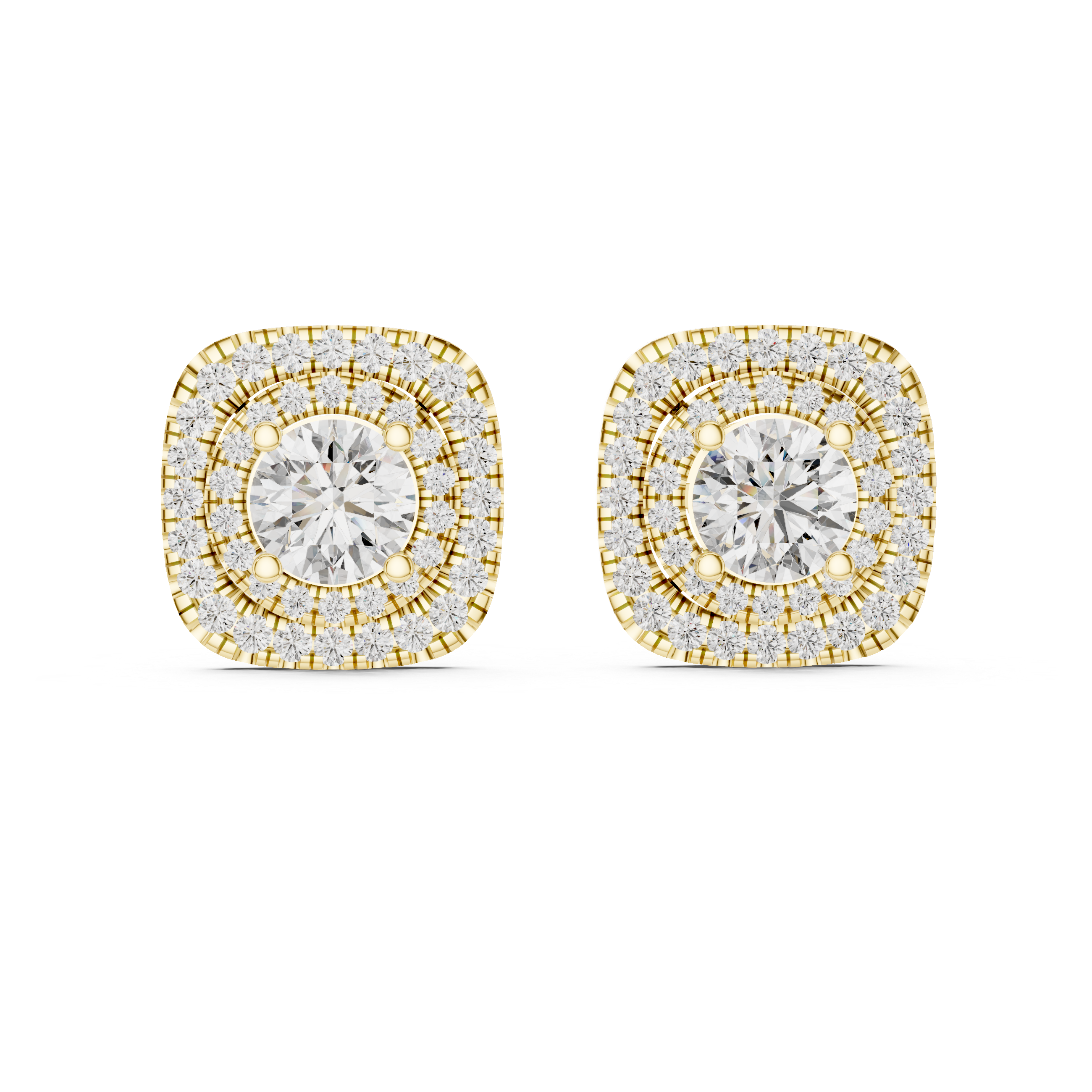 Pair of diamond earrings on a white background