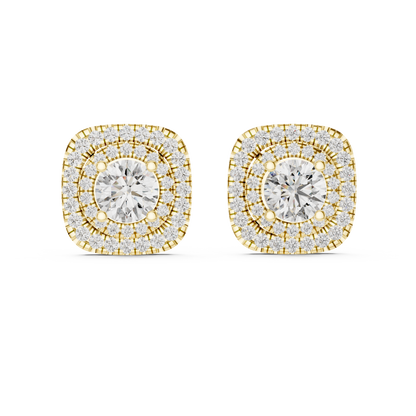 Pair of diamond earrings on a white background