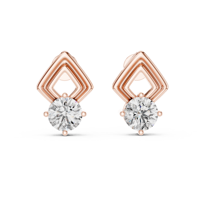 925 Silver Moissanite Geometric Fan Drop Stud Earrings – 14K Gold Plated