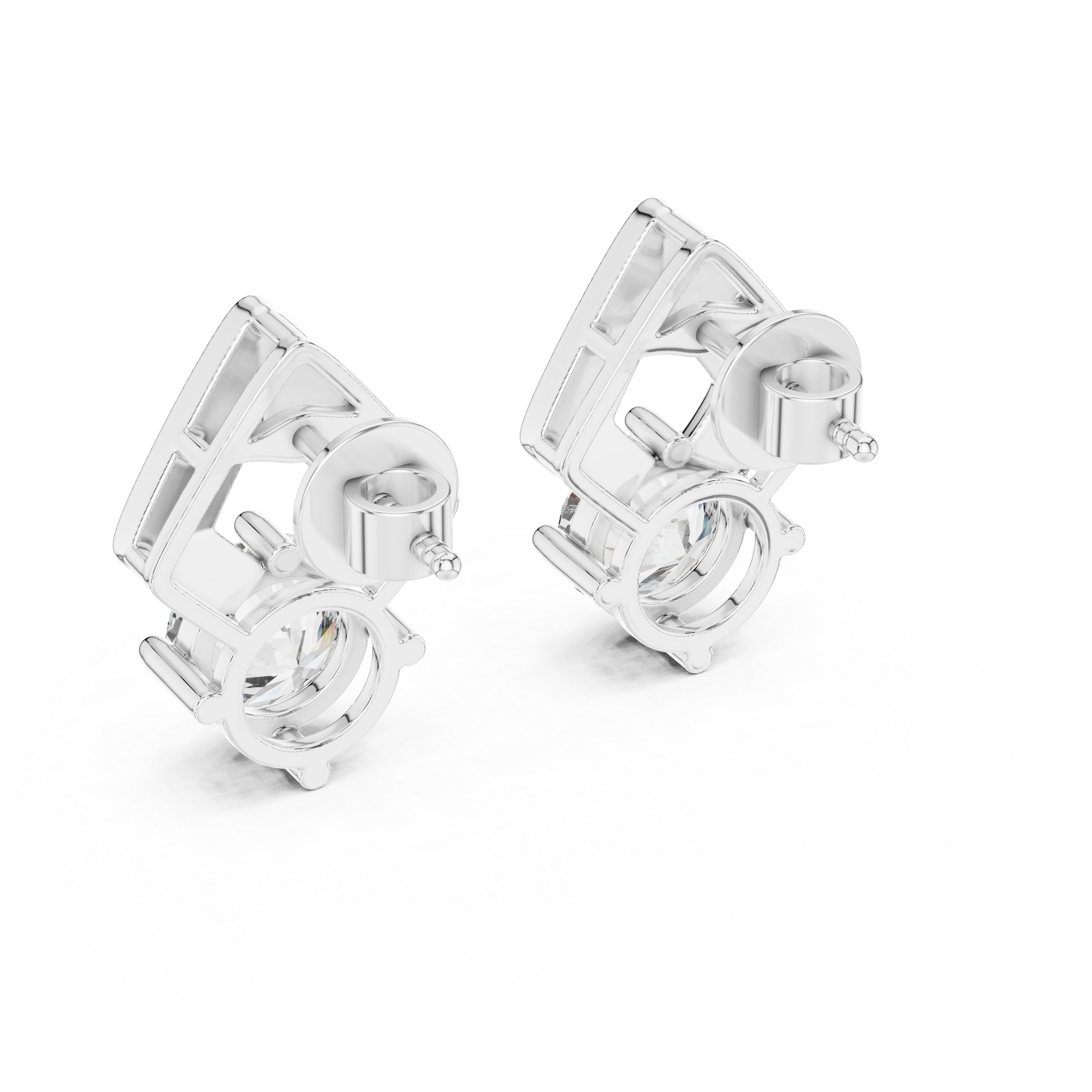 925 Silver Moissanite Geometric Fan Drop Stud Earrings – 14K Gold Plated