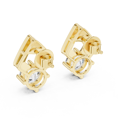 925 Silver Moissanite Geometric Fan Drop Stud Earrings – 14K Gold Plated