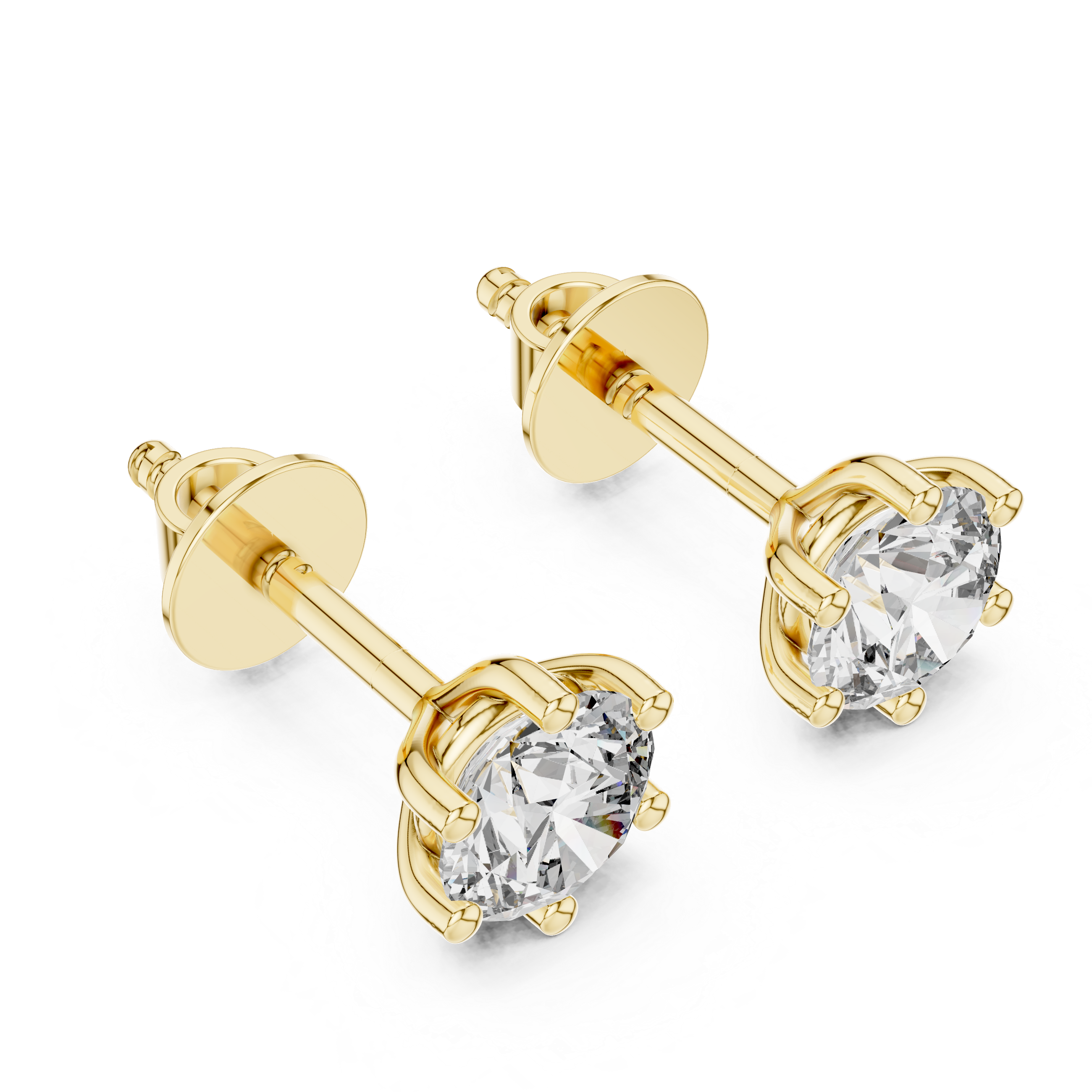 925 Silver 1.22 CT Round Moissanite Stud Earrings 14k Gold Plated