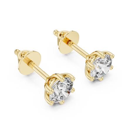 925 Silver 1.22 CT Round Moissanite Stud Earrings 14k Gold Plated