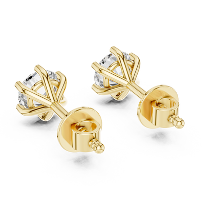 925 Silver 1.22 CT Round Moissanite Stud Earrings 14k Gold Plated