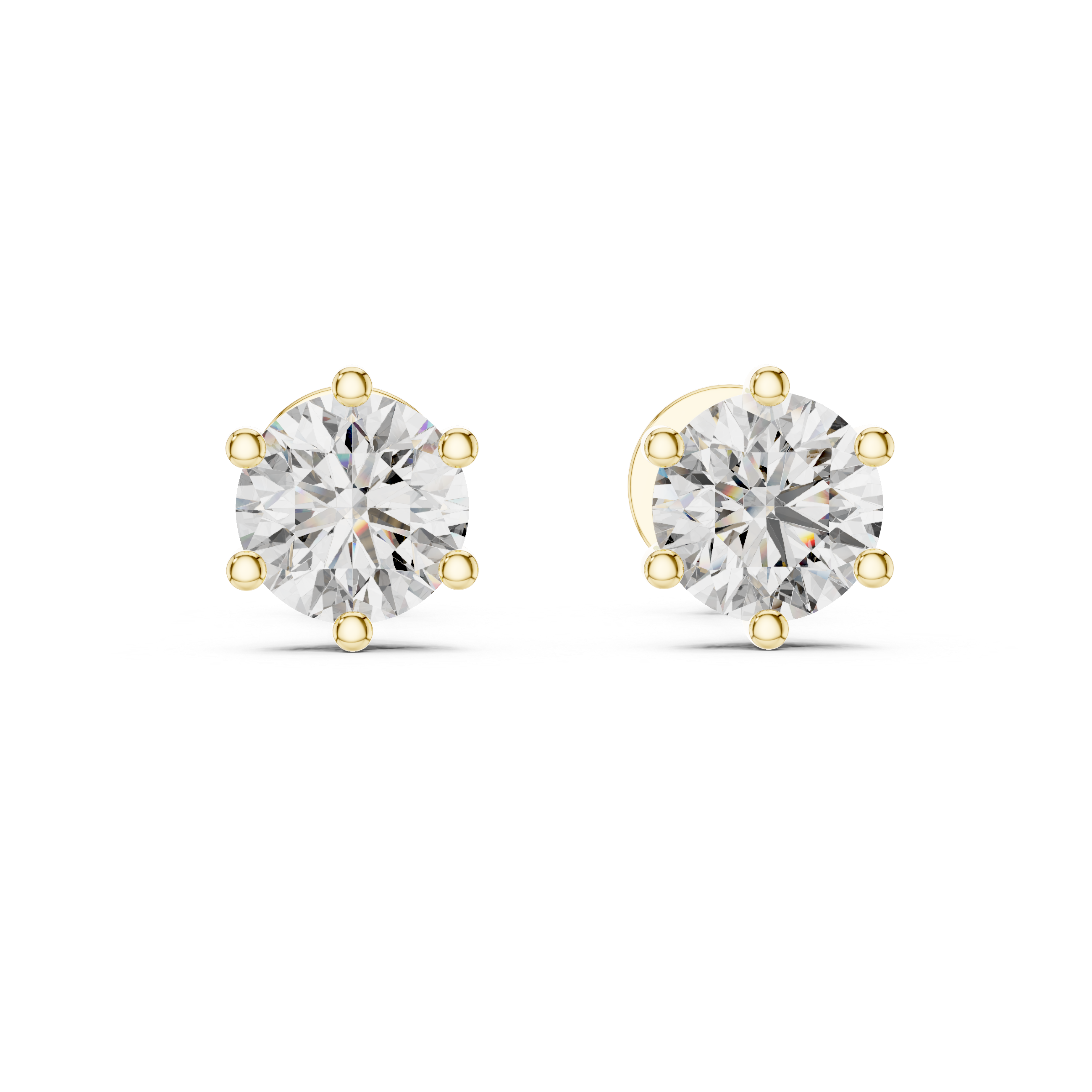 925 Silver 1.22 CT Round Moissanite Stud Earrings 14k Gold Plated