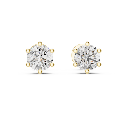 925 Silver 1.22 CT Round Moissanite Stud Earrings 14k Gold Plated