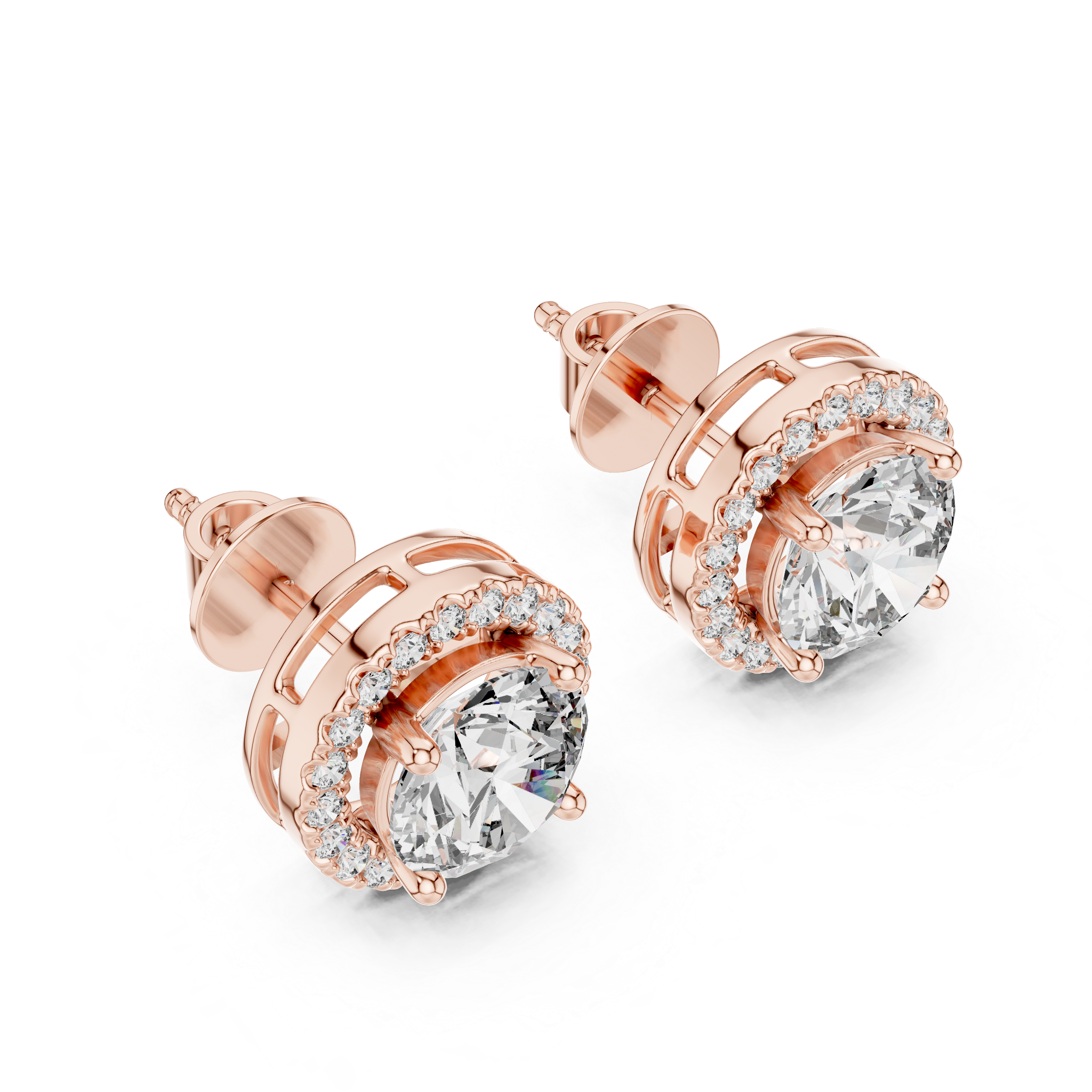 925 Silver 2.90CT Halo Moissanite Stud Earrings 14k Gold Plated