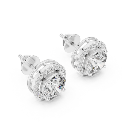 925 Silver 2.90CT Halo Moissanite Stud Earrings 14k Gold Plated