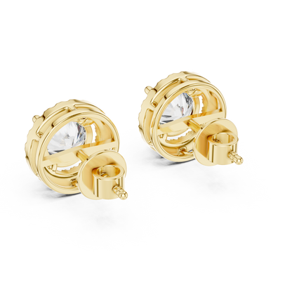 925 Silver 2.90CT Halo Moissanite Stud Earrings 14k Gold Plated