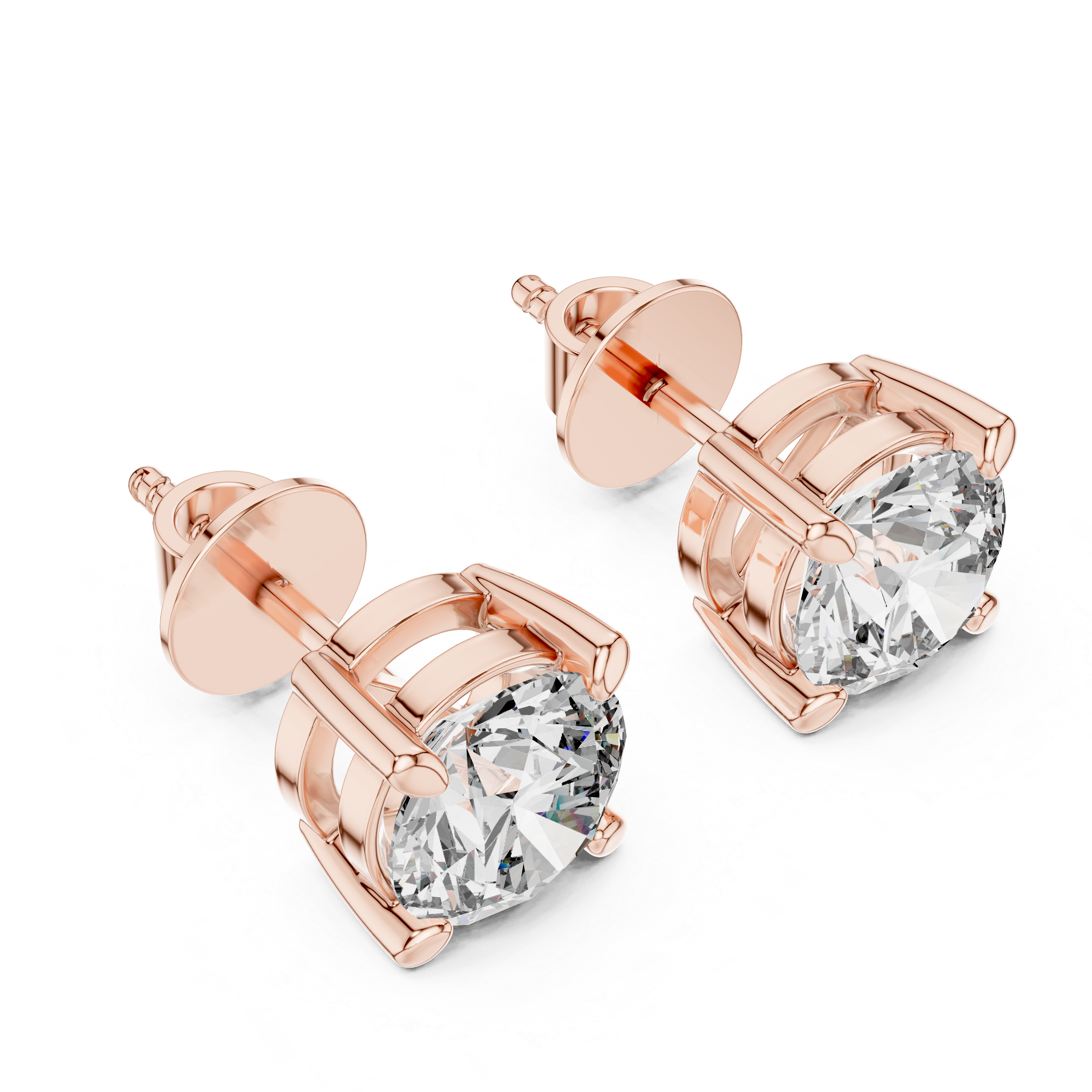 925 Silver 2 CT Round Moissanite Stud Earrings 14k Gold Plated