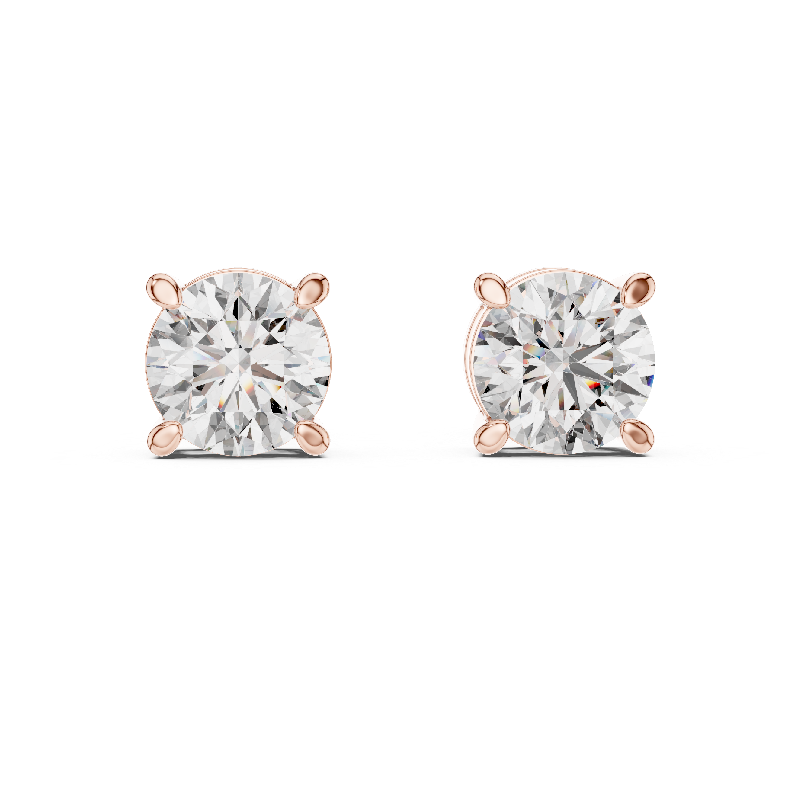 925 Silver 2 CT Round Moissanite Stud Earrings 14k Gold Plated