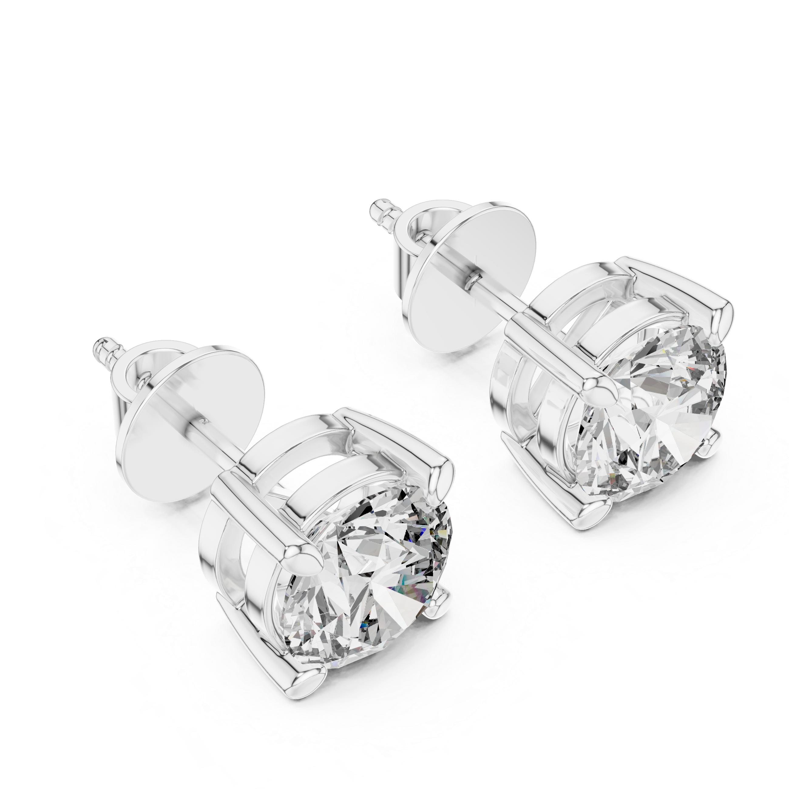 925 Silver 2 CT Round Moissanite Stud Earrings 14k Gold Plated