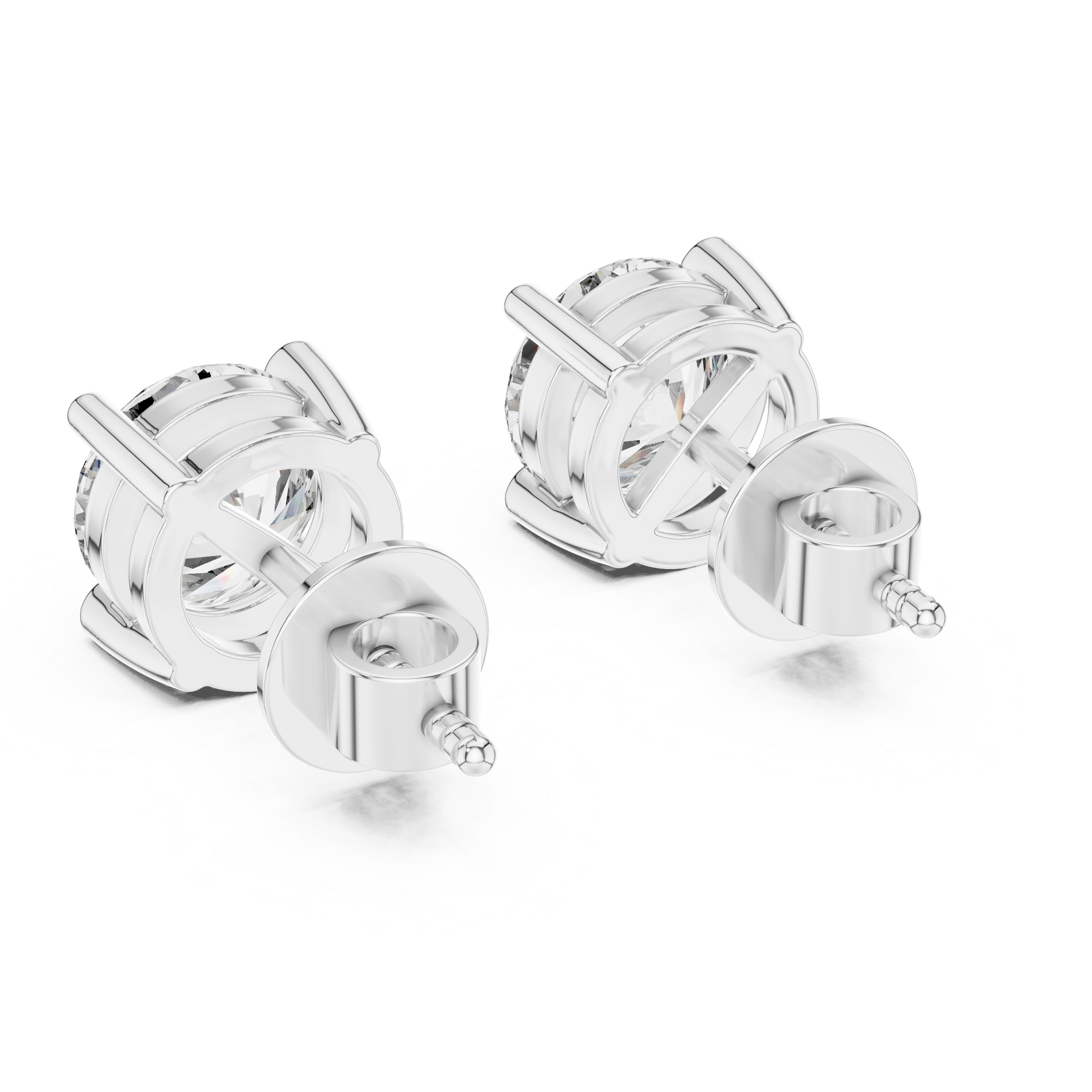925 Silver 2 CT Round Moissanite Stud Earrings 14k Gold Plated