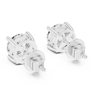 925 Silver 2 CT Round Moissanite Stud Earrings 14k Gold Plated