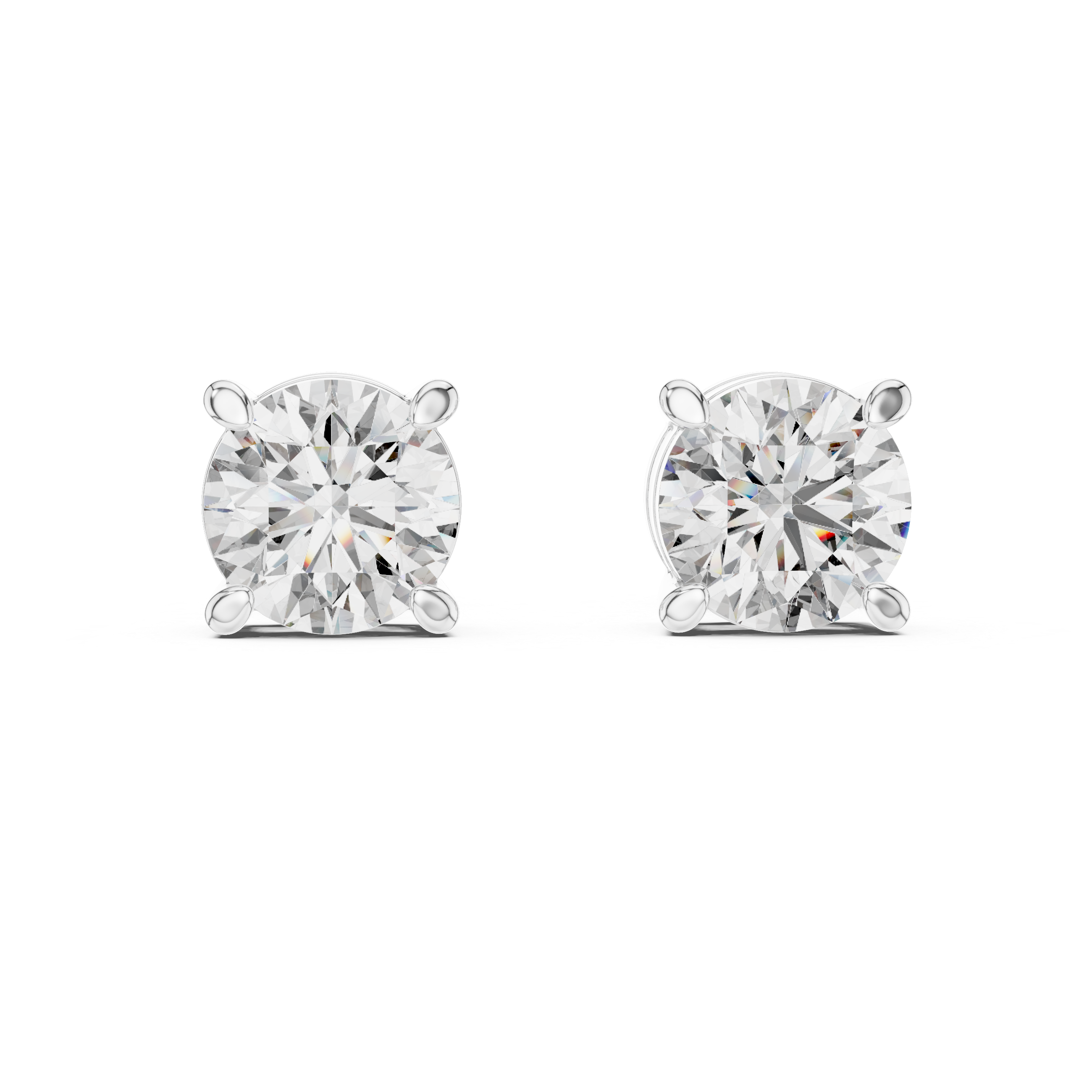 925 Silver 2 CT Round Moissanite Stud Earrings 14k Gold Plated