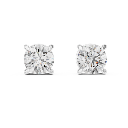 925 Silver 2 CT Round Moissanite Stud Earrings 14k Gold Plated