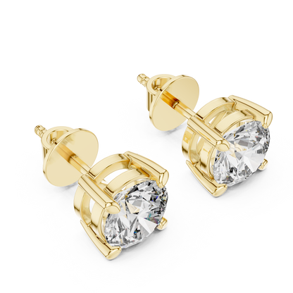 925 Silver 2 CT Round Moissanite Stud Earrings 14k Gold Plated