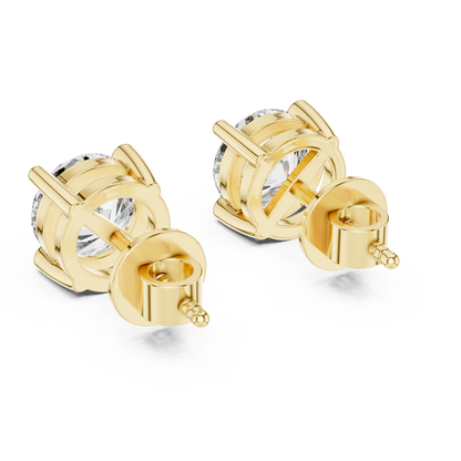 925 Silver 2 CT Round Moissanite Stud Earrings 14k Gold Plated