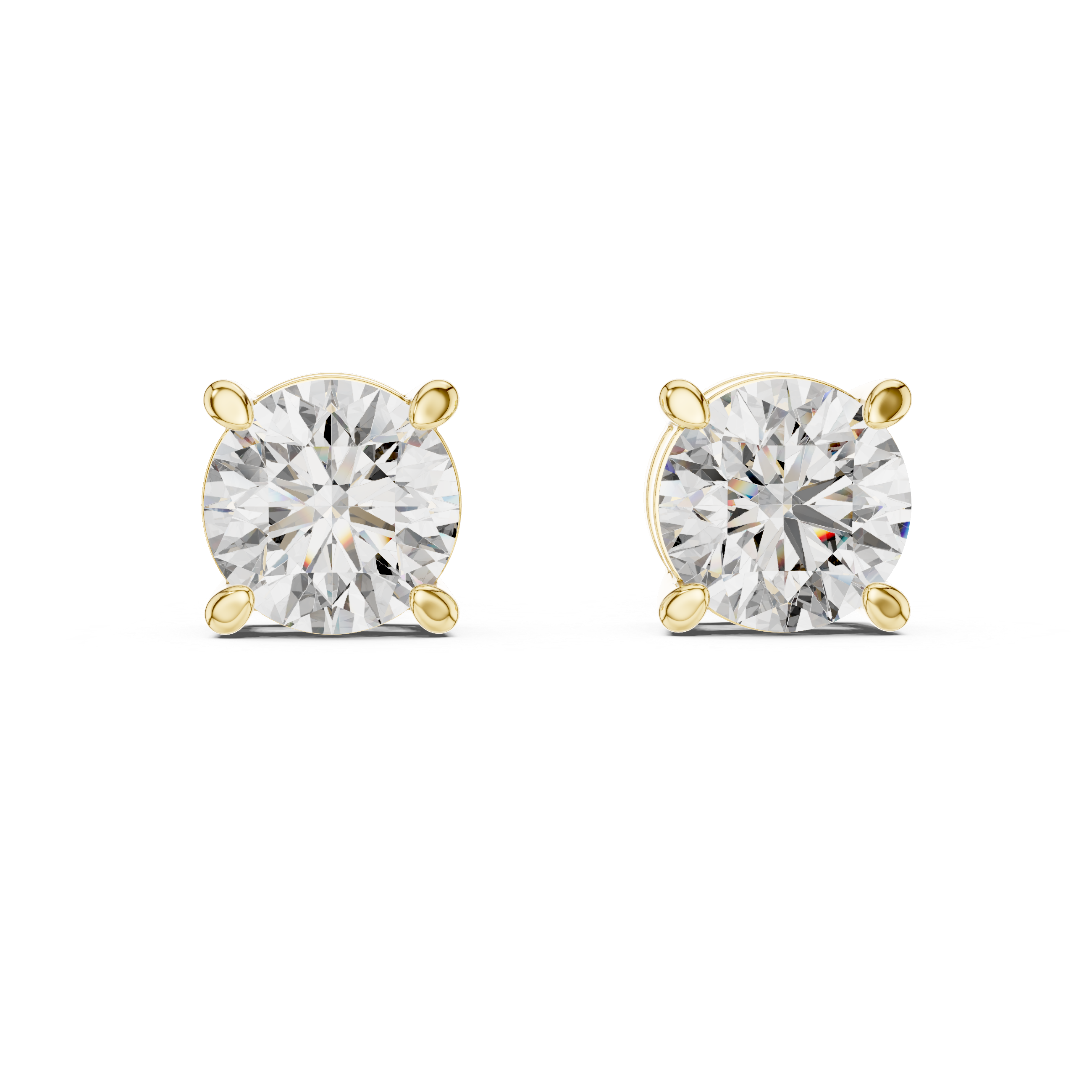 925 Silver 2 CT Round Moissanite Stud Earrings 14k Gold Plated