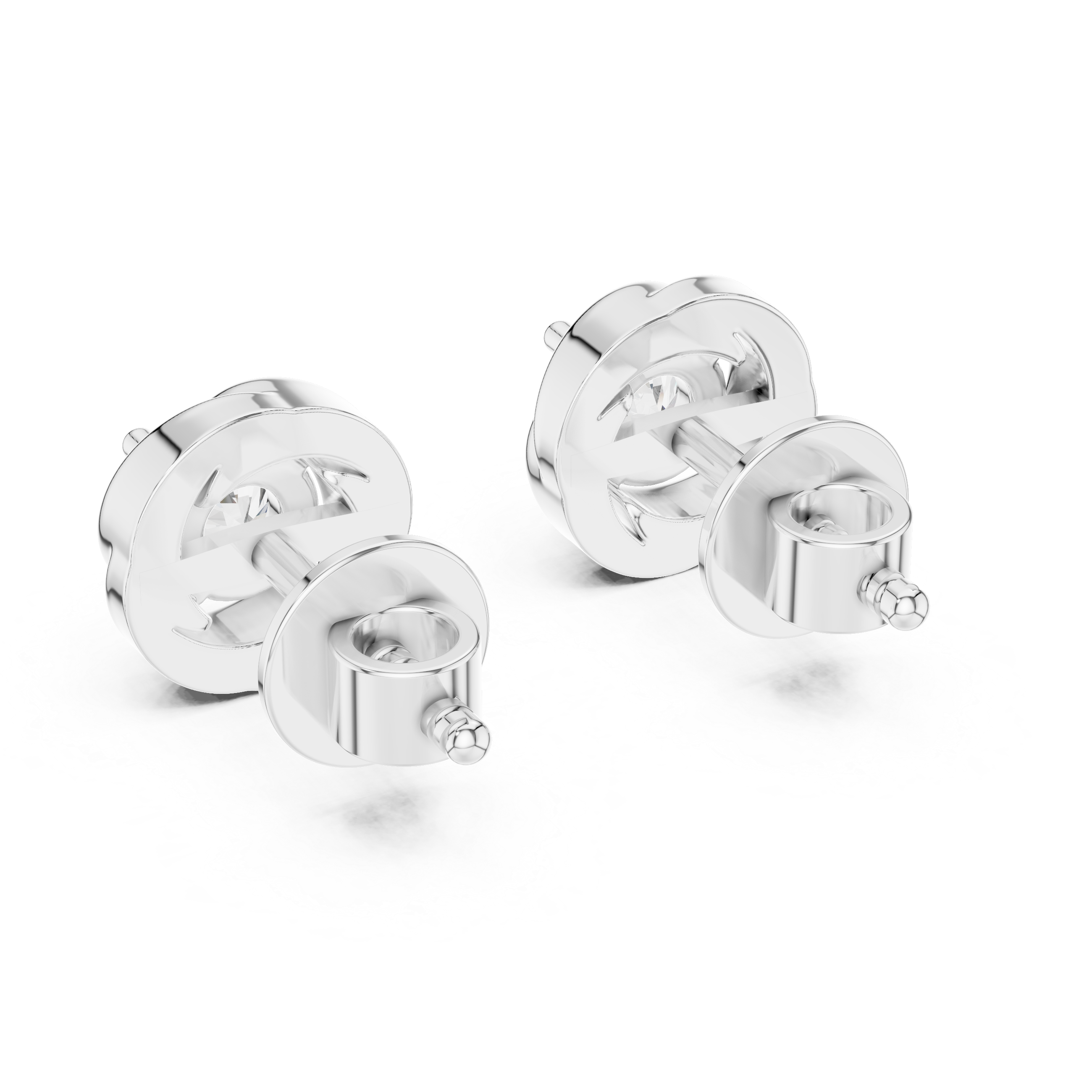 925 Silver Round Moissanite Swirl Halo Solitaire Stud Earrings – 14K Gold Plated