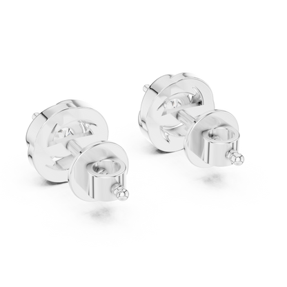 925 Silver Round Moissanite Swirl Halo Solitaire Stud Earrings – 14K Gold Plated