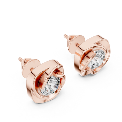 925 Silver 2 CT Swirl / Pinwheel Solitaire Moissanite Stud Earrings 14k Gold Plated