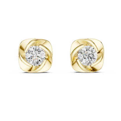 925 Silver 2 CT Swirl / Pinwheel Solitaire Moissanite Stud Earrings 14k Gold Plated