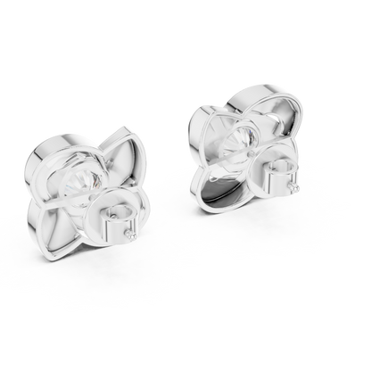 925 Silver Round Moissanite Floral Swirl Solitaire Stud Earrings – 14K Gold Plated