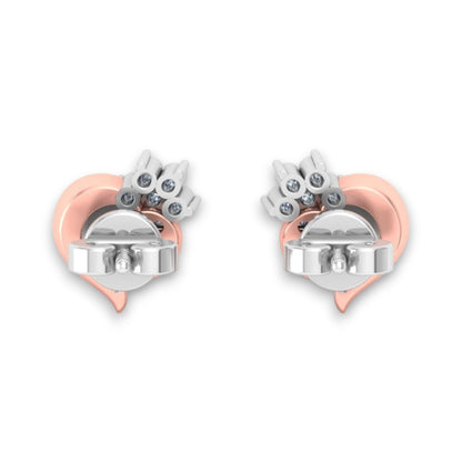 Orecchino a bottone speciale per la festa della mamma in argento 925 con Moissanite RKC Finitura oro bicolore 1,60 Gm Altezza 7,00 MM