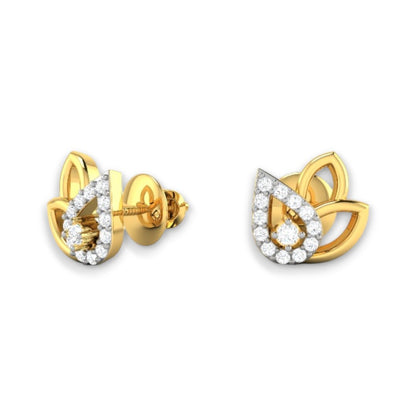 RKC Damen-Ohrring, 925er-Sterlingsilber, Moissanit-Blatt, 14 Karat Gelb, über 2,00 g