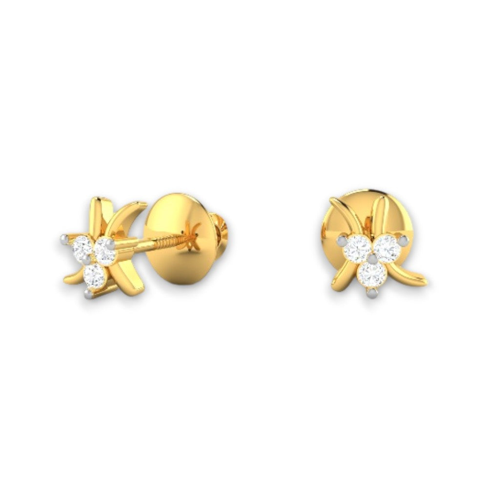 Orecchino da donna push-back a perno in argento sterling RKC 925 giallo 14k oltre 1,30 Gm altezza 6,00 MM