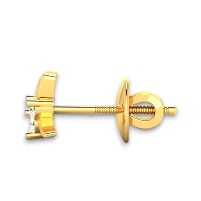 Orecchino da donna push-back a perno in argento sterling RKC 925 giallo 14k oltre 1,30 Gm altezza 6,00 MM