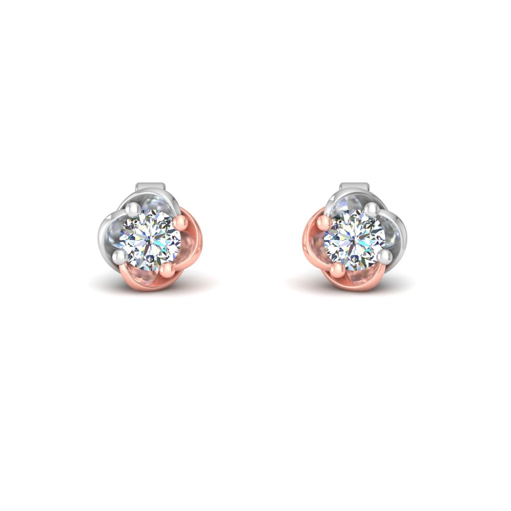 RKC 925 Sterling Silber zweifarbiger Moissanit-Solitär-Ohrstecker mit Push-Back-Motiv, 1,20 GM, Höhe 5,20 mm