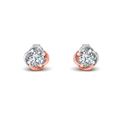 RKC 925 Sterling Silber zweifarbiger Moissanit-Solitär-Ohrstecker mit Push-Back-Motiv, 1,20 GM, Höhe 5,20 mm