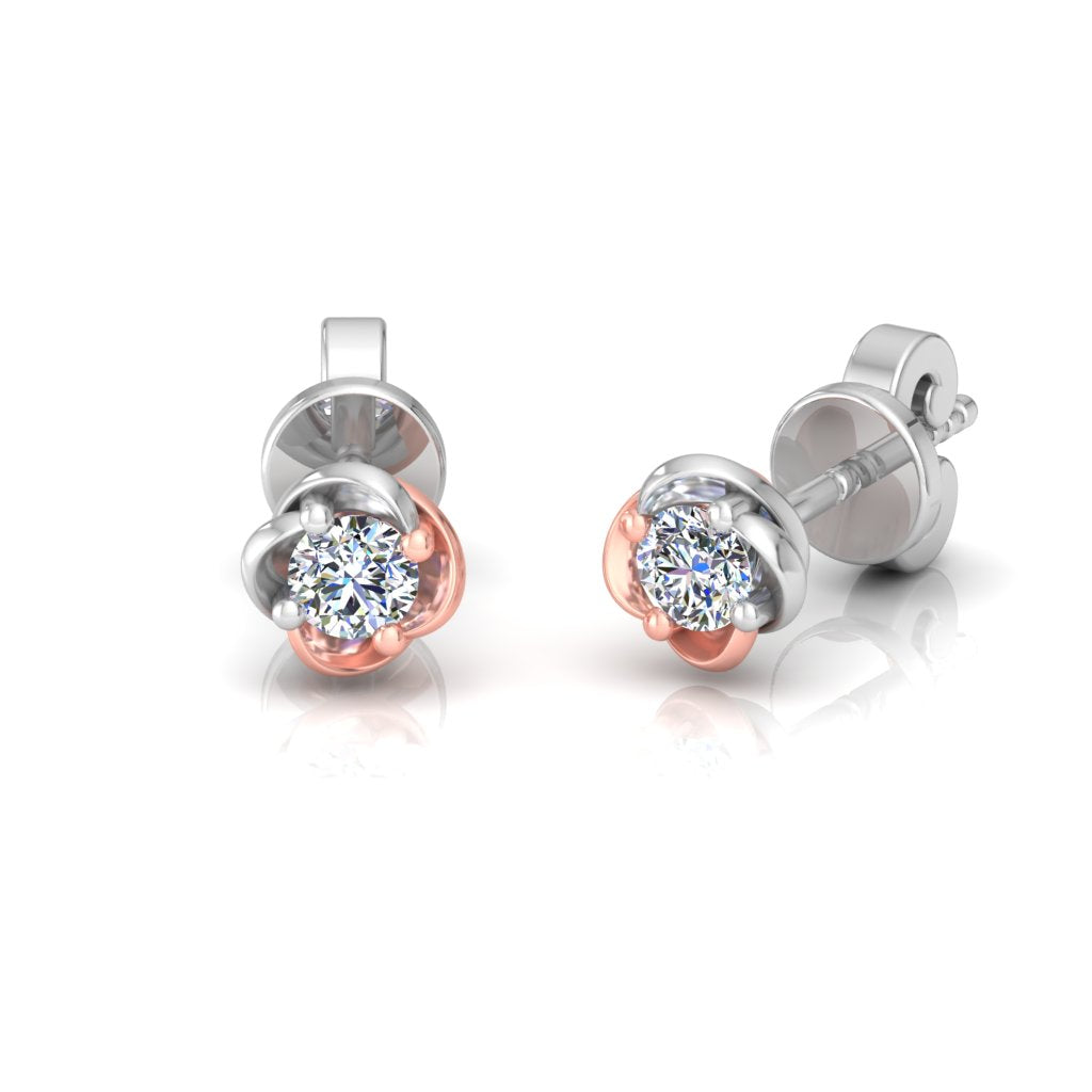 RKC 925 Sterling Silber zweifarbiger Moissanit-Solitär-Ohrstecker mit Push-Back-Motiv, 1,20 GM, Höhe 5,20 mm