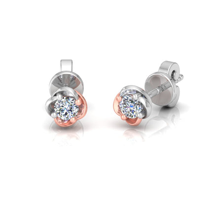 RKC 925 Sterling Silber zweifarbiger Moissanit-Solitär-Ohrstecker mit Push-Back-Motiv, 1,20 GM, Höhe 5,20 mm